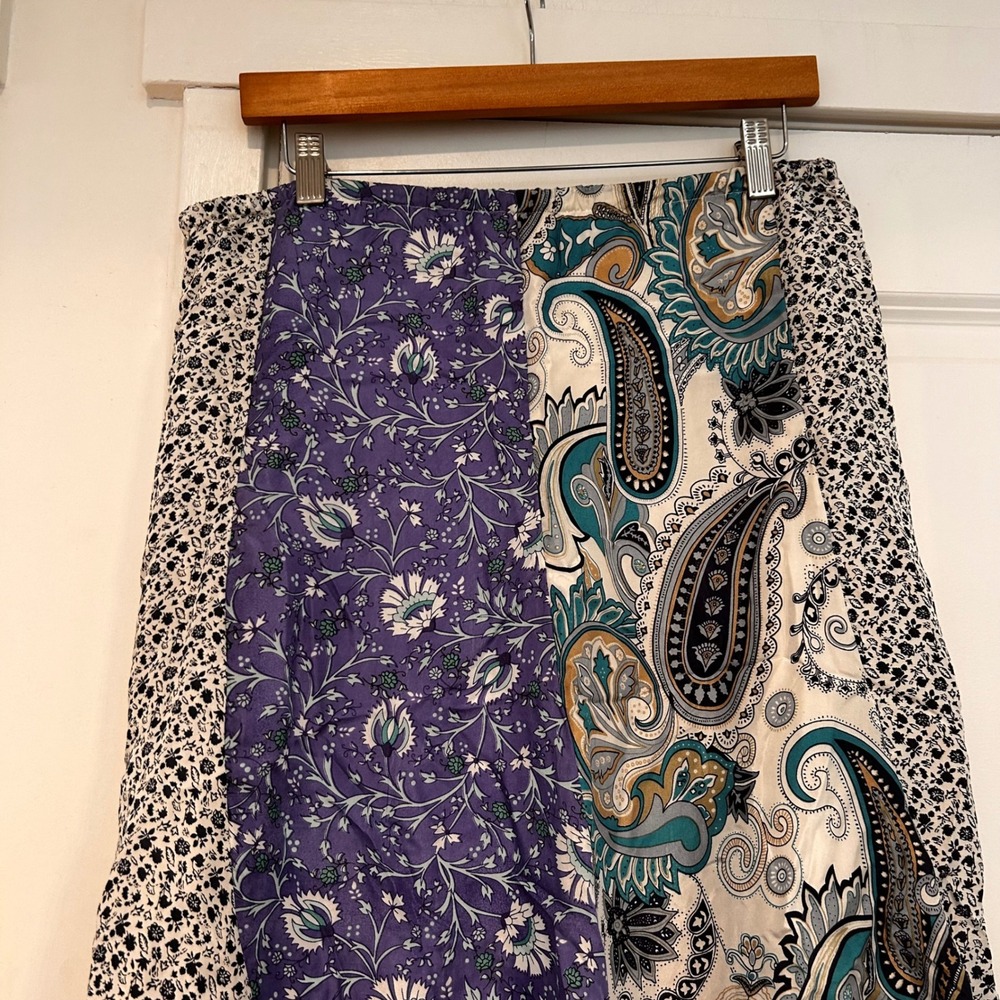 Sundance Silk Patchwork Floral Midi Skirt Womens XS Cottagecore Hippie Boho - Picture 7 of 10